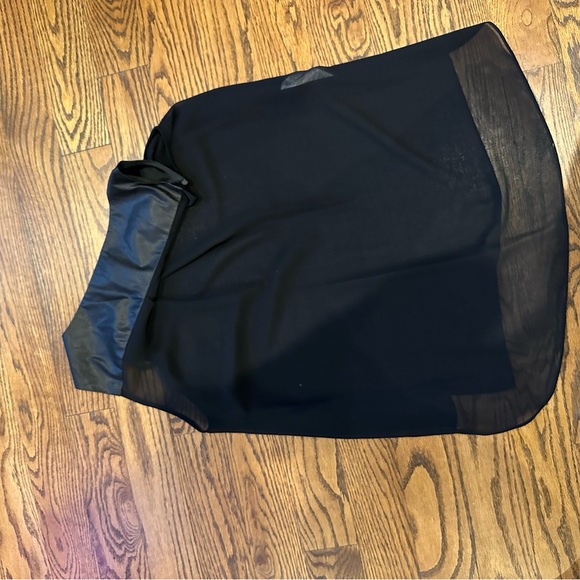 BCBGeneration sheer black tank with leather like detail on shoulders - Picture 3 of 4